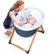 Natural Wooden Swingable Folding Wheeled Baby Cradle